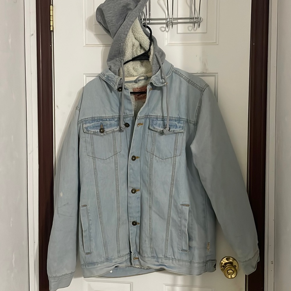 Sherpa/ Fleece Light Wash Denim Jacket